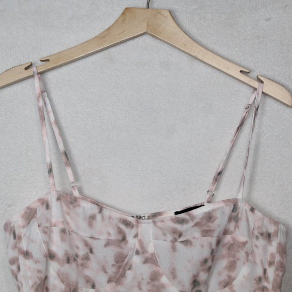 Pretty Little Thing women light pink tie dye print structured corset top size 10 - Picture 3 of 11